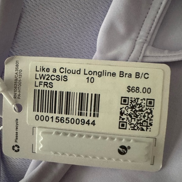 NWT Lululemon Like a Cloud Lavender Longline Bra Size 10 - Picture 6 of 9